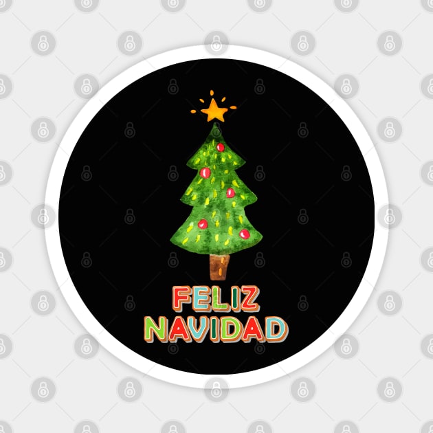 Painted Holiday Tree and Sugar Cookies Feliz Navidad Magnet by Dibble Dabble Designs